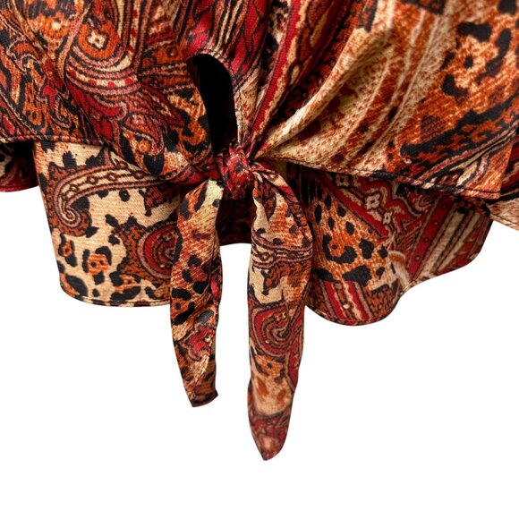 CHICO'S Paisley Blouse XL (Chicos 3) Rust Red Sequin Womens Evening Top - Picture 7 of 10